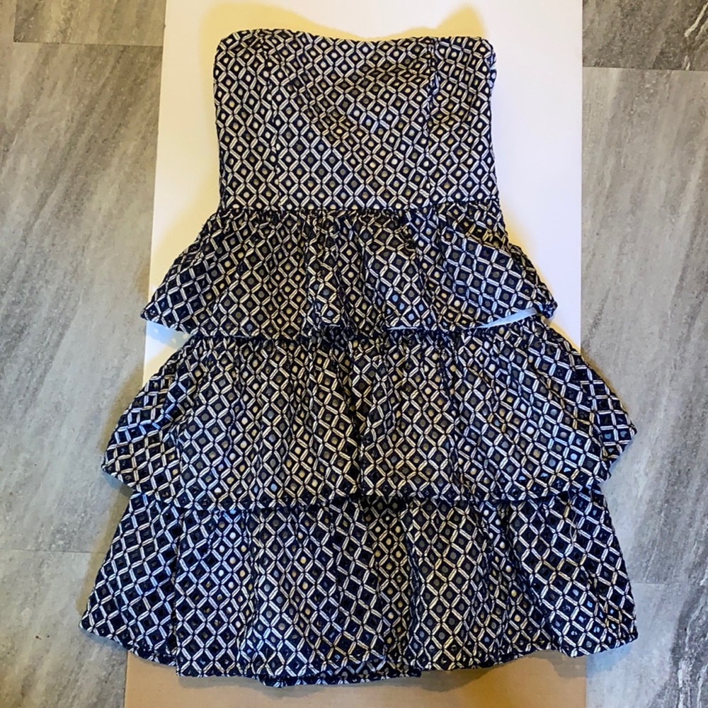 Blue strapless dress